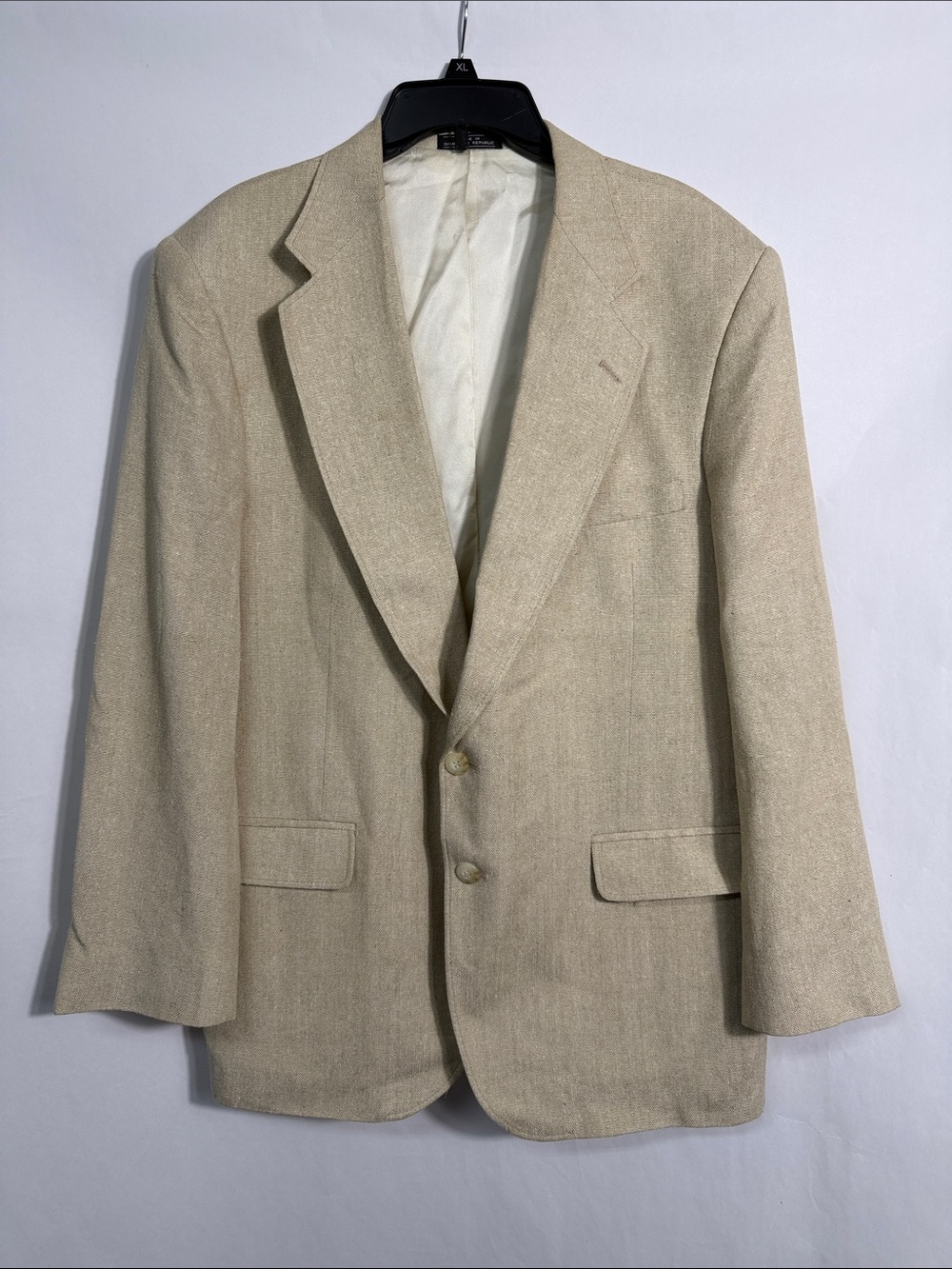 Vintage 70s 80s Woolrich 100% Silk Blazer Sport Coat Tan Oatmeal Men's 48 XL XXL